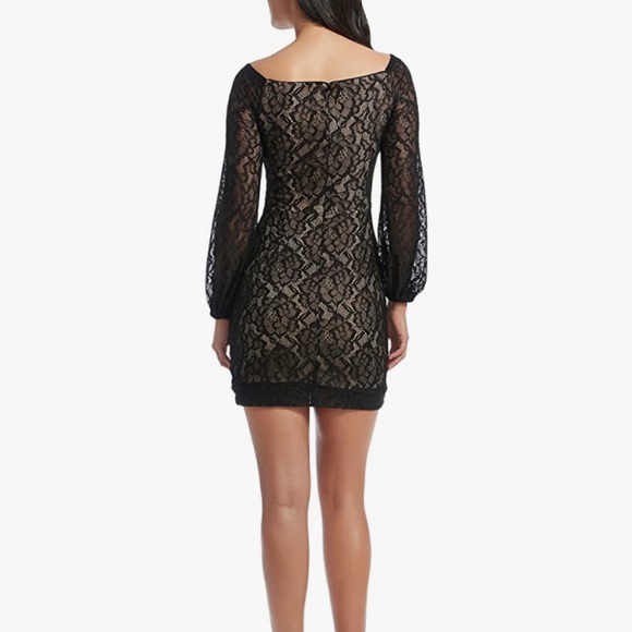 DRESS THE POPULATION Black/nude Esperanza
Lace Mini Dress size Large L - Picture 7 of 9